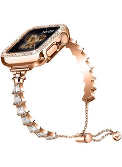 HuHa HuHa Band For Apple Watch Series 8 | 7 45mm | SE 2 | 6 | SE | 5 | 4 44mm Full Diamond Crown Metal Watch Band Rose Gold  - Image 1
