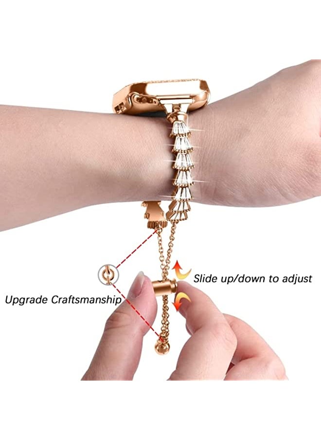 HuHa HuHa Band For Apple Watch Series 8 | 7 45mm | SE 2 | 6 | SE | 5 | 4 44mm Full Diamond Crown Metal Watch Band Rose Gold  - Image 3