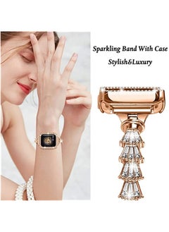 HuHa HuHa Band For Apple Watch Series 8 | 7 45mm | SE 2 | 6 | SE | 5 | 4 44mm Full Diamond Crown Metal Watch Band Rose Gold  - Image 2