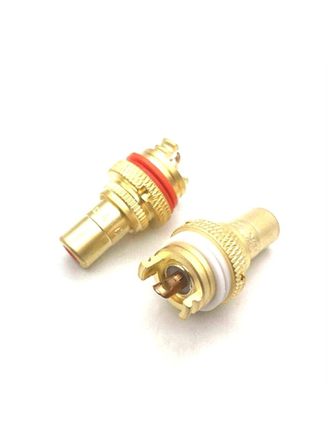 BURAQ 4 PCS / 2 Pairs CMC Copper RCA Female Audio Power Amplifier AV Audio Lotus Socket Terminal(Sand Gold Plated)  - Image 1
