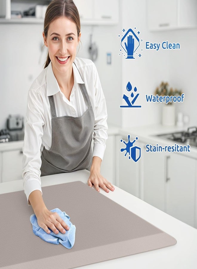 KitchenClouds سجادتان للمطبخ من KitchenClouds، مبطنتان، مضادتان للإجهاد، مانعتان للانزلاق، مقاومتان للماء، حصيرة مطبخ مريحة من الإسفنج للوقوف على الأرض، مناسبة للمكتب، حوض الغسيل، الغسيل (كاكي) - Image 4