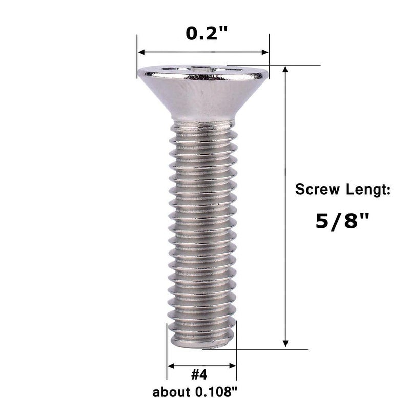 VAMUOEFL #4-40 x 5/8" Phillips Flat Head Machine Screws, Stainless Steel 304 (18-8), UNC Coarse Thread, Countersunk Head Machine Screws, 50Pcs - Image 2