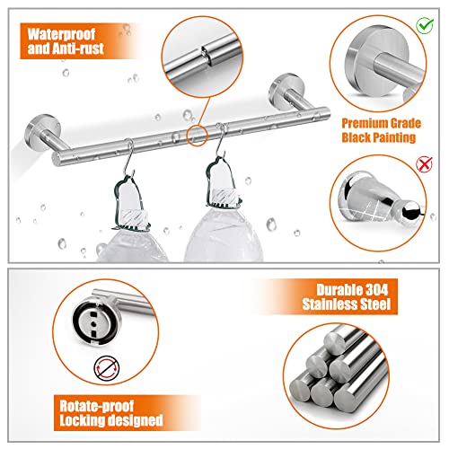 Tudoccy 5-Pieces Bathroom Hardware Set Brushed Nickel SUS304 Stainless Steel Round Wall Mounted - Includes 24" Hand Towel Bar, Toilet Paper Holder, 3 Robe Towel Hooks, Bathroom Accessories Kit - Image 5