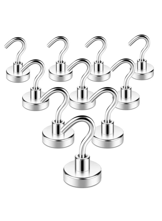 9 Pcs Silvery Magnetic Hooks Heavy Duty For Cruise Camping Kitchen Garage Wall - Image 2