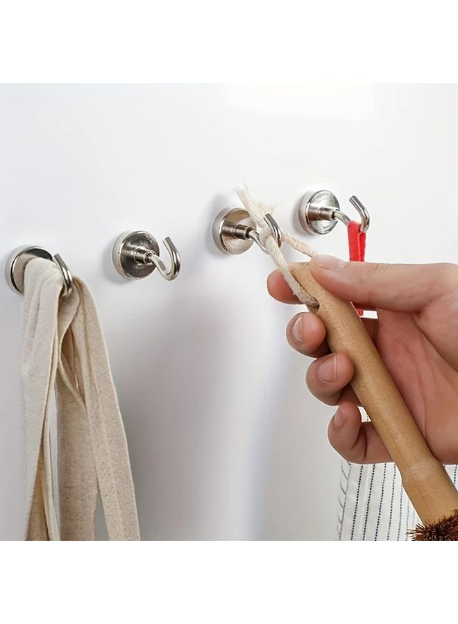 9 Pcs Silvery Magnetic Hooks Heavy Duty For Cruise Camping Kitchen Garage Wall - Image 1