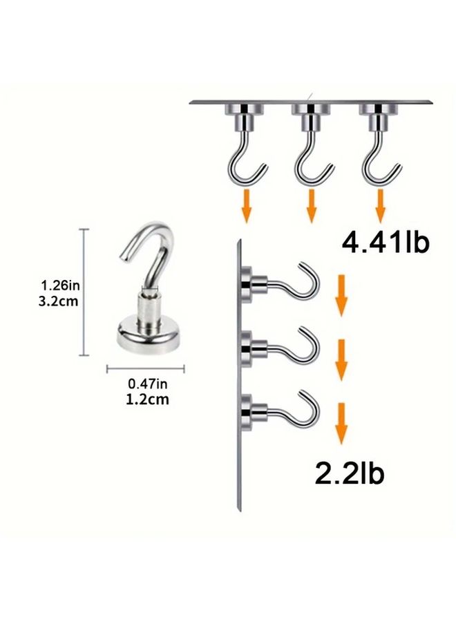 9 Pcs Silvery Magnetic Hooks Heavy Duty For Cruise Camping Kitchen Garage Wall - Image 5