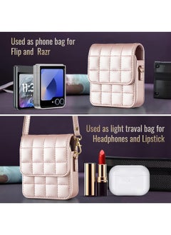 For Samsung ZFLIP 6 Phone Case For Huawei Nova Flip OPPO Moto Folding Machine Messenger Bag-Color:Gold-Applicable Models:Huawel Nova Zflip