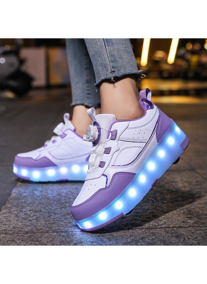 هوسكس وير أحذية تزلج أطفال بأربعة عجلات LED مضيئة 