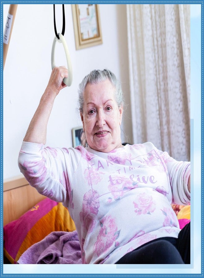 Tandefio 2 Sets Elderly Pull up Bed Trapeze Ceiling Mounted Bar Trapeze Stand Ladder Bed Helper 2 Stainless Steel Fixing Plate 8 Stainless Steel Expansion Bolt 4 Snap Hooks for Bed Mobility Transfer - Image 5
