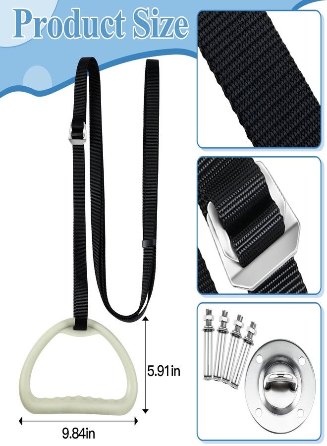 Tandefio 2 Sets Elderly Pull up Bed Trapeze Ceiling Mounted Bar Trapeze Stand Ladder Bed Helper 2 Stainless Steel Fixing Plate 8 Stainless Steel Expansion Bolt 4 Snap Hooks for Bed Mobility Transfer - Image 2