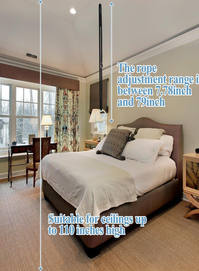 Tandefio 2 Sets Elderly Pull up Bed Trapeze Ceiling Mounted Bar Trapeze Stand Ladder Bed Helper 2 Stainless Steel Fixing Plate 8 Stainless Steel Expansion Bolt 4 Snap Hooks for Bed Mobility Transfer - Image 4