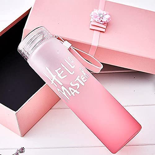 miRim Hello Master Glass Water Bottle with Cover for School/College/Office (500 ml) - 1 Piece (Pink) - Image 2