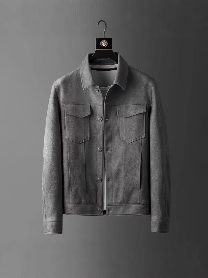 High-End Texted Light Luxury High Quality Comfortable Stretch Suede Jacket Men'S Autumn Men'S Lapel Casual Jacket - Image 4