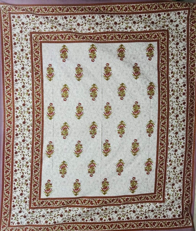 ART WORLD Queen Size Double Bed Sheet with Pillow Covers Pure Cotton Traditional Printed Bedcover (Brown, Queen) - Image 5