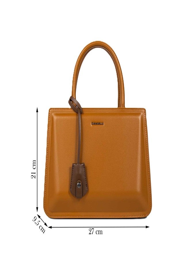 CHRISBELLA Stylish Handbag for Women & Girls - Ladies Top Handle Satchel Bags - Elegent Faux Leather Purse with Small Wallet and Shoulder Strap (Camel) - Image 2