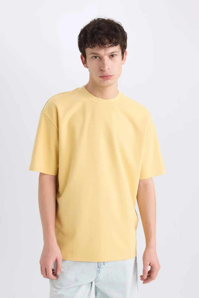 ديفاكتو Oversize Crew Neck Basic Heavy Fabric T-Shirt