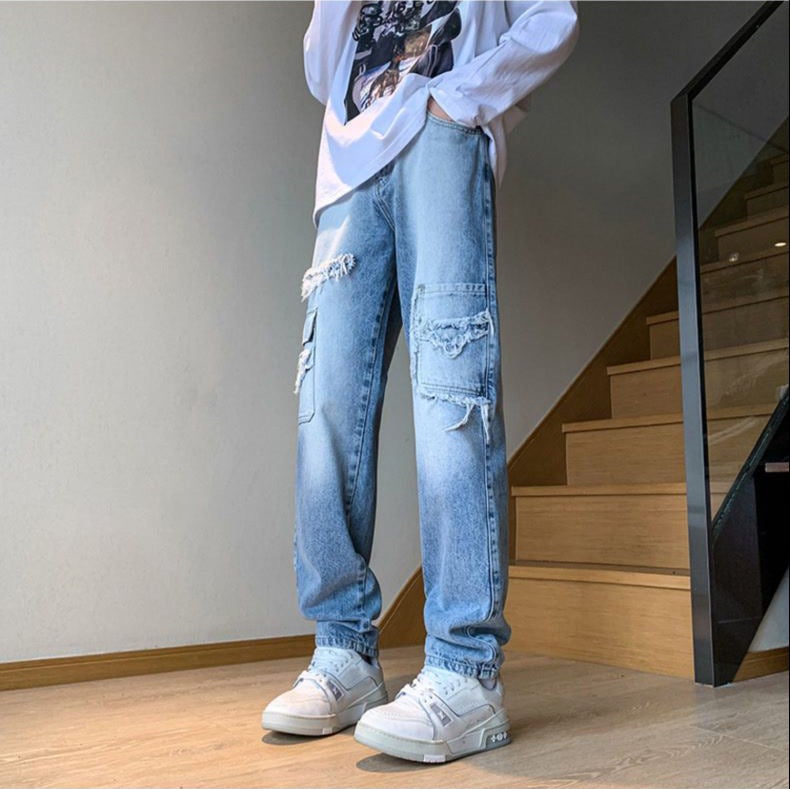 Unisex Classic Denim Jeans Loose Fit Daily Outdoor Wear - Image 3