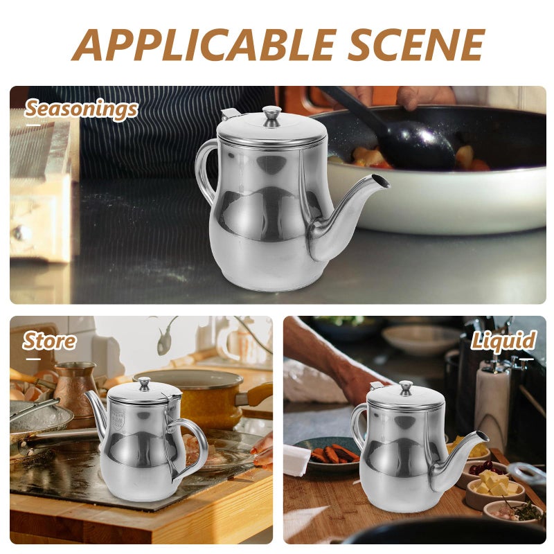 Stainless Steel Oil Dispenser 48oz Leak Proof With Filter Strainer For Kitchen - Image 4