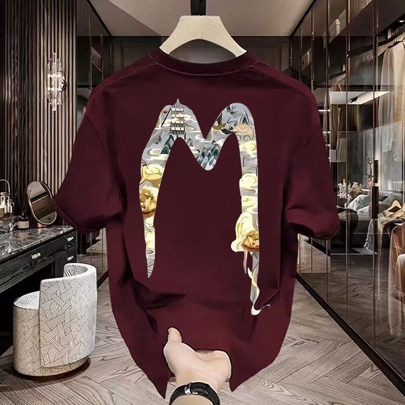 Korean Style 2024 Casual Short-Sleeved T-Shirt Men'S Trendy Half-Sleeved Top Hong Kong Style Loose Trendy Brand T-Shirt - Image 1