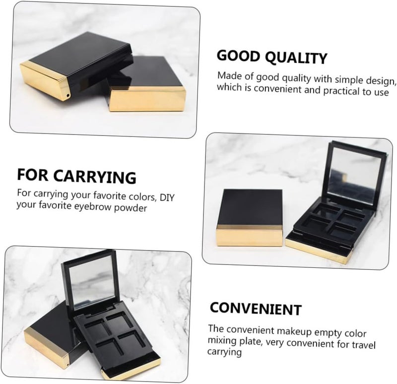 Outanaya 2pcs Gold Trim Empty Eyeshadow Palette Case Portable Cosmetic Storage for Diy Makeup Blush and Lipstick Travel-friendly Organizer for Eyeshadow and Beauty Products - Image 4