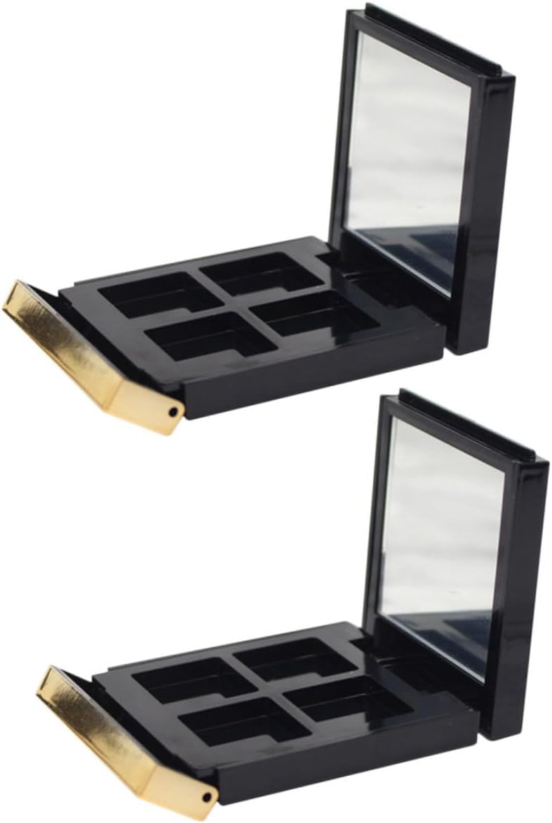 Outanaya 2pcs Gold Trim Empty Eyeshadow Palette Case Portable Cosmetic Storage for Diy Makeup Blush and Lipstick Travel-friendly Organizer for Eyeshadow and Beauty Products - Image 1