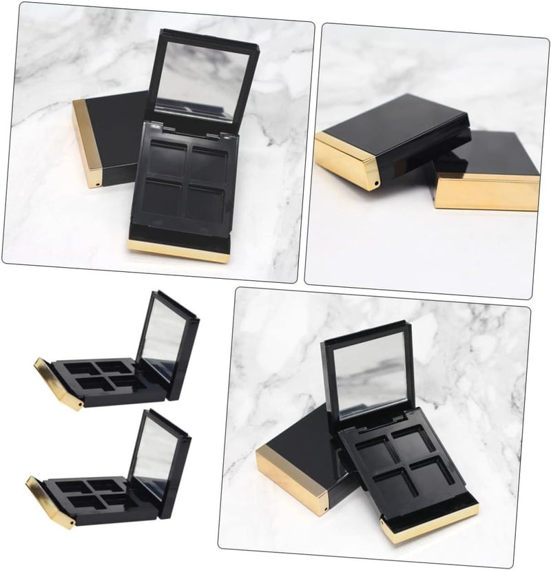 Outanaya 2pcs Gold Trim Empty Eyeshadow Palette Case Portable Cosmetic Storage for Diy Makeup Blush and Lipstick Travel-friendly Organizer for Eyeshadow and Beauty Products - Image 3