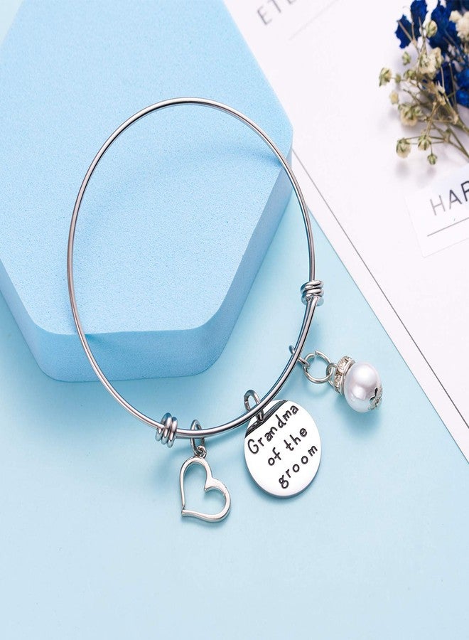 LParkin Grandma of the Groom Bangle Bracelet Heart Pearl Bracelets (Bangle-Bracelet) - Image 3