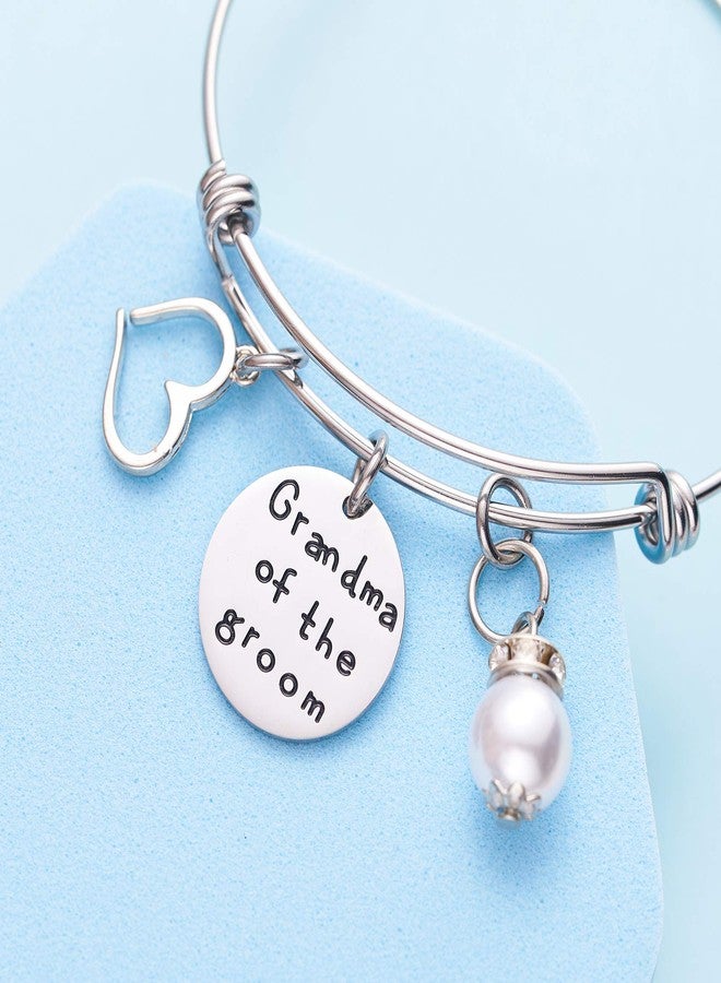 LParkin Grandma of the Groom Bangle Bracelet Heart Pearl Bracelets (Bangle-Bracelet) - Image 5
