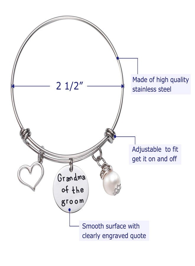 LParkin Grandma of the Groom Bangle Bracelet Heart Pearl Bracelets (Bangle-Bracelet) - Image 2