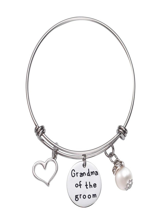LParkin Grandma of the Groom Bangle Bracelet Heart Pearl Bracelets (Bangle-Bracelet) - Image 1