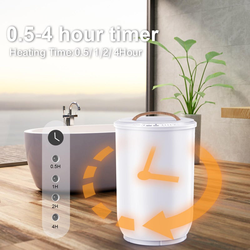 FLYHIT Large Towel Warmer for Bathroom - Heated Towel Warmers Bucket, Wood Handle, Auto Shut Off, Fits Up to Two 40"X70" Oversized Towels, Bathrobes, Blankets, for Mother's Gifts, White - Image 5