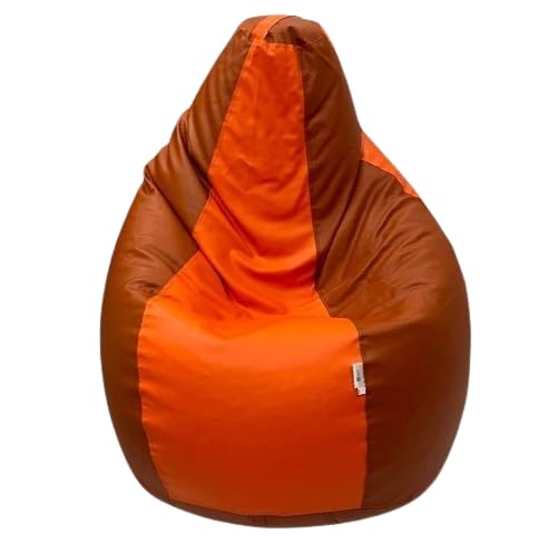 OHSTORE Premium Bean Bag Chair Ultra Comfortable Durable Faux Leather Cover Lightweight Ergonomic Lounge Seat for Home Office Gaming Relaxation OrangeBrown 4XLBB - Image 1