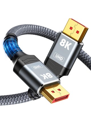 Displayport 1.4 Cable - DP to DP Cable - Support 32.4Gbps, 8k@60Hz, 4K@144Hz, DSC 1.2, HDR10, FreeSync, G-Sync for Gaming Monitor, Graphics Card, Computer - Aluminum Alloy Case and Braided Nylon Rope - view 2
