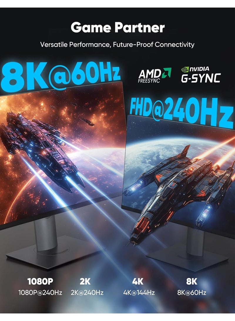 Mi VAZA Displayport 1.4 Cable - DP to DP Cable - Support 32.4Gbps, 8k@60Hz, 4K@144Hz, DSC 1.2, HDR10, FreeSync, G-Sync for Gaming Monitor, Graphics Card, Computer - Aluminum Alloy Case and Braided Nylon Rope - Image 3