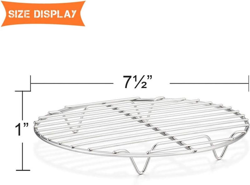 E-far 7½ Inch Steaming Cooking Racks, E-far Stainless Steel Round Baking Cooling Rack Set of 2, Multi-Purpose for Canning Air Fryer Pressure Cooker, Dishwasher Safe - Image 2