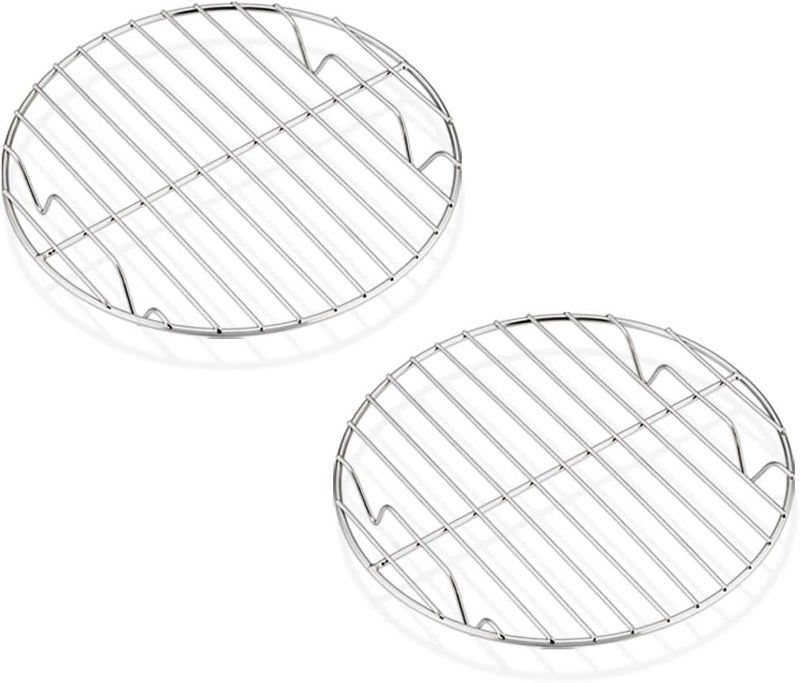 E-far 7½ Inch Steaming Cooking Racks, E-far Stainless Steel Round Baking Cooling Rack Set of 2, Multi-Purpose for Canning Air Fryer Pressure Cooker, Dishwasher Safe - Image 1