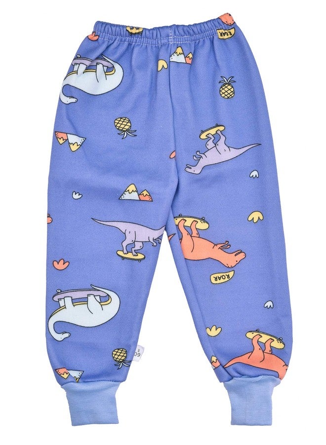 Mummamia MUMMMIA Baby Boys, Baby Girls, Unisex Baby Sweatshirt & Pajama Winter Set with Thick Velvet Lining (Dino - Blue, 6-12 Months) - Image 3