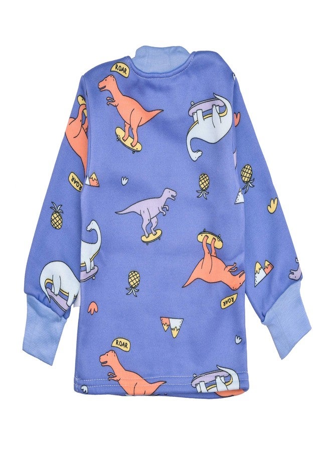 Mummamia MUMMMIA Baby Boys, Baby Girls, Unisex Baby Sweatshirt & Pajama Winter Set with Thick Velvet Lining (Dino - Blue, 6-12 Months) - Image 4