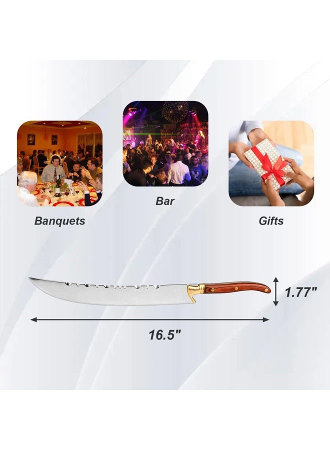 XuSha Champagne Saber Champagne Sword Wine Knife Bottle Opener Wood Handle with Wooden Box (Red hand + Gift Box) - Image 3