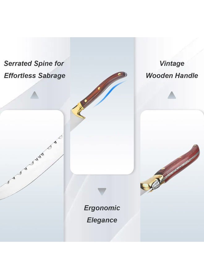 XuSha Champagne Saber Champagne Sword Wine Knife Bottle Opener Wood Handle with Wooden Box (Red hand + Gift Box) - Image 2
