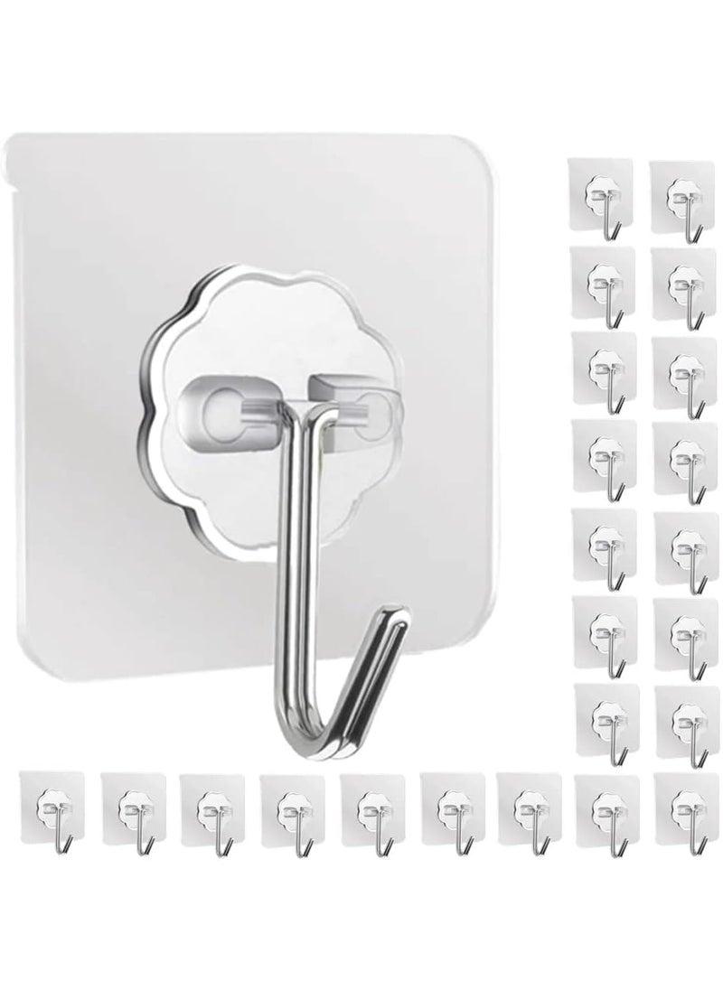 SKYWARE SkyWare Adhesive Hooks 132LBMax Heavy Duty Self Adhesive Hooks Transparent Waterproof and Oilproof Wall Hooks for Kitchen Bathroom Shower Door Outdoor Home Improvement Utility Hook Pack of 20 
