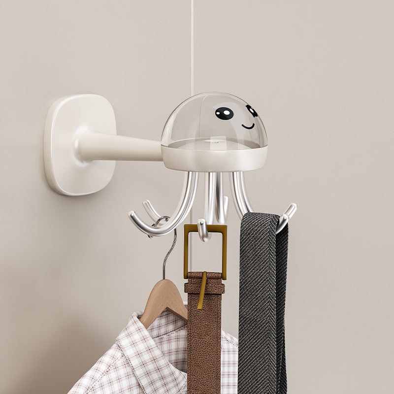 Small Octopus Kitchen Rotating Hook, No-Drill Adhesive Wall Rack, Plastic - Image 4
