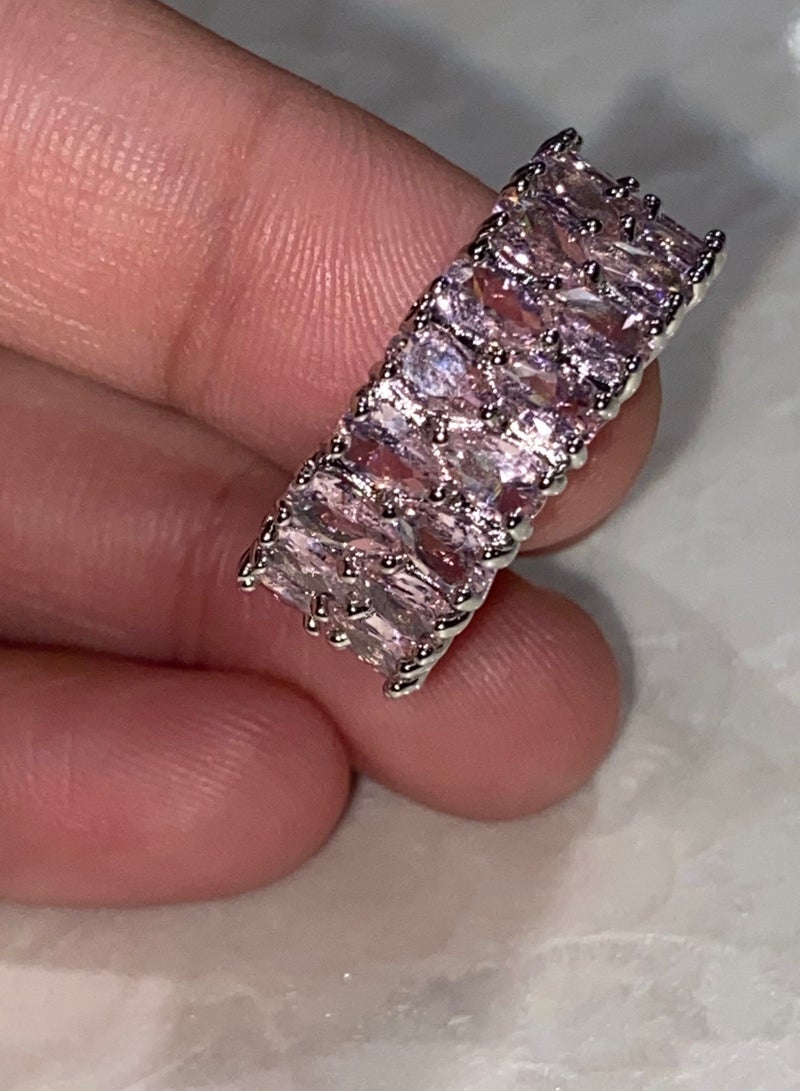 بلو لاين خاتم نسائي مطلي باللون الفضي ومرصع بالزركون مقاس 6.5 - Image 5