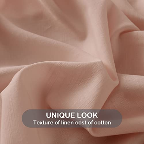 PANDATEX Dusty Pink Linen-Textured Bed Sheets Set, Bamboo Rayon, Cotton, Linen Blend Bed Sheets Twin Size, Soft Cool & Breathable for Hot Sleepers,Durable Natural Organic Bed 15'' Deep Pocket - 3 Piece - Image 5