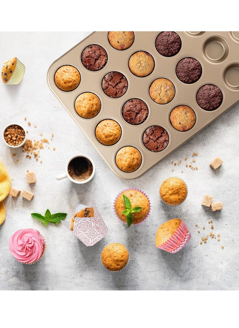 Arabest - 24-Cup Cupcake Muffin Pan, Non-Stick Muffin Tray, Reusable Cupcake Tin for Baking Cookie, Cake - Image 1
