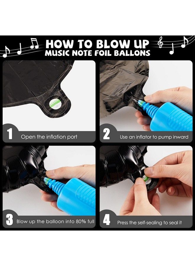 Skylety 60 Pieces Music Theme Party Decorations Set Include Music Note Latex Balloons Music Note Foil Balloons Music Note Banner Music Note Hanging Swirls For Birthday Party Wedding Supplies (Classic Style) - Image 5