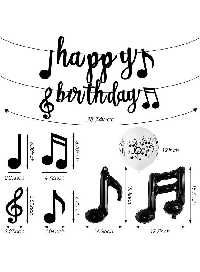 Skylety 60 Pieces Music Theme Party Decorations Set Include Music Note Latex Balloons Music Note Foil Balloons Music Note Banner Music Note Hanging Swirls For Birthday Party Wedding Supplies (Classic Style) - Image 4