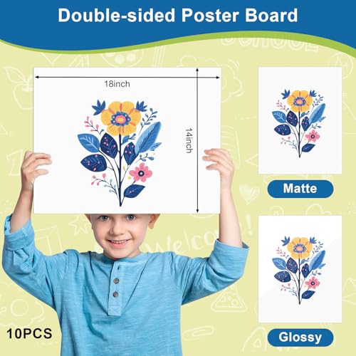 rookea 10 Pcs White Poster Board Paper 14x18, ROOKEA Blank Graphic Display Vision Boards Bulk for School Arts Classroom Crafts Projects Presentations Drawing Scrapbooking - Image 2