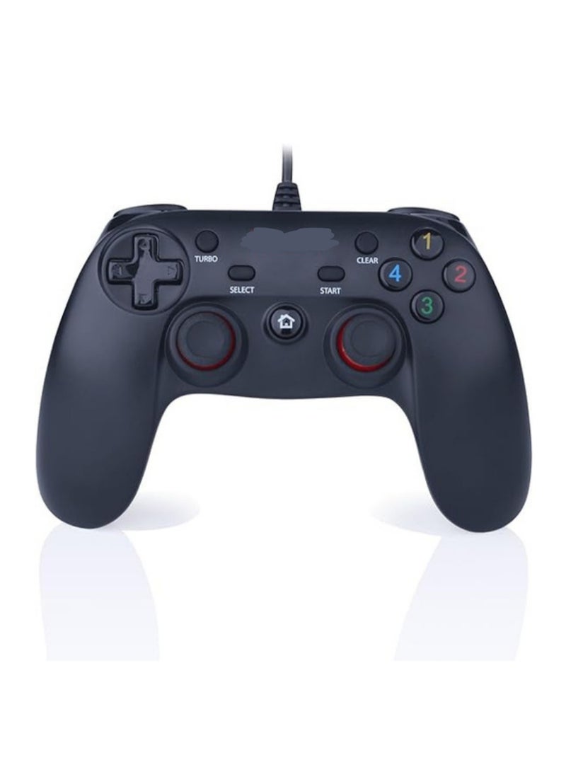 Wired Computer Controller with 16-Button Input | Joystick & Command Controls | Black - Image 1