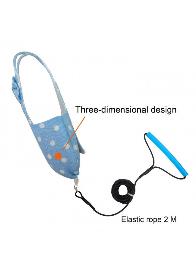 VANTRONIK VANFAVORI Bird Diaper Harness Flight Suit Clothes with 80 Inch Flying Leash for Parrots Cockatiel Pet Bird, Blue with White Dots, S Size, Including A Cotton Pad - Image 1